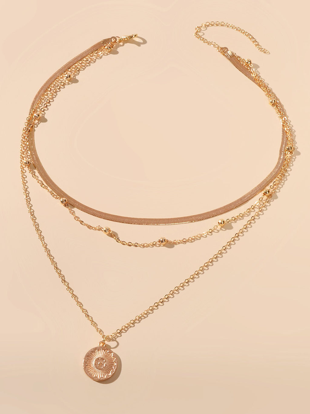 Boho Chic Jewelry Gold Silver Metal Multi-layer Chain Coin Disc Pendant Necklace