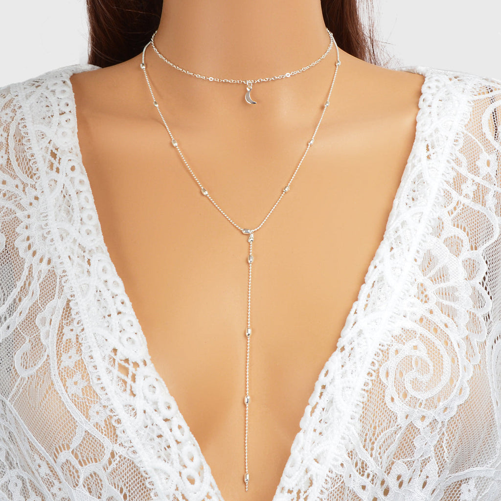 Long Y-Drop Necklace New Fashion Moon Choker Lariat Collar Dainty Jewellery
