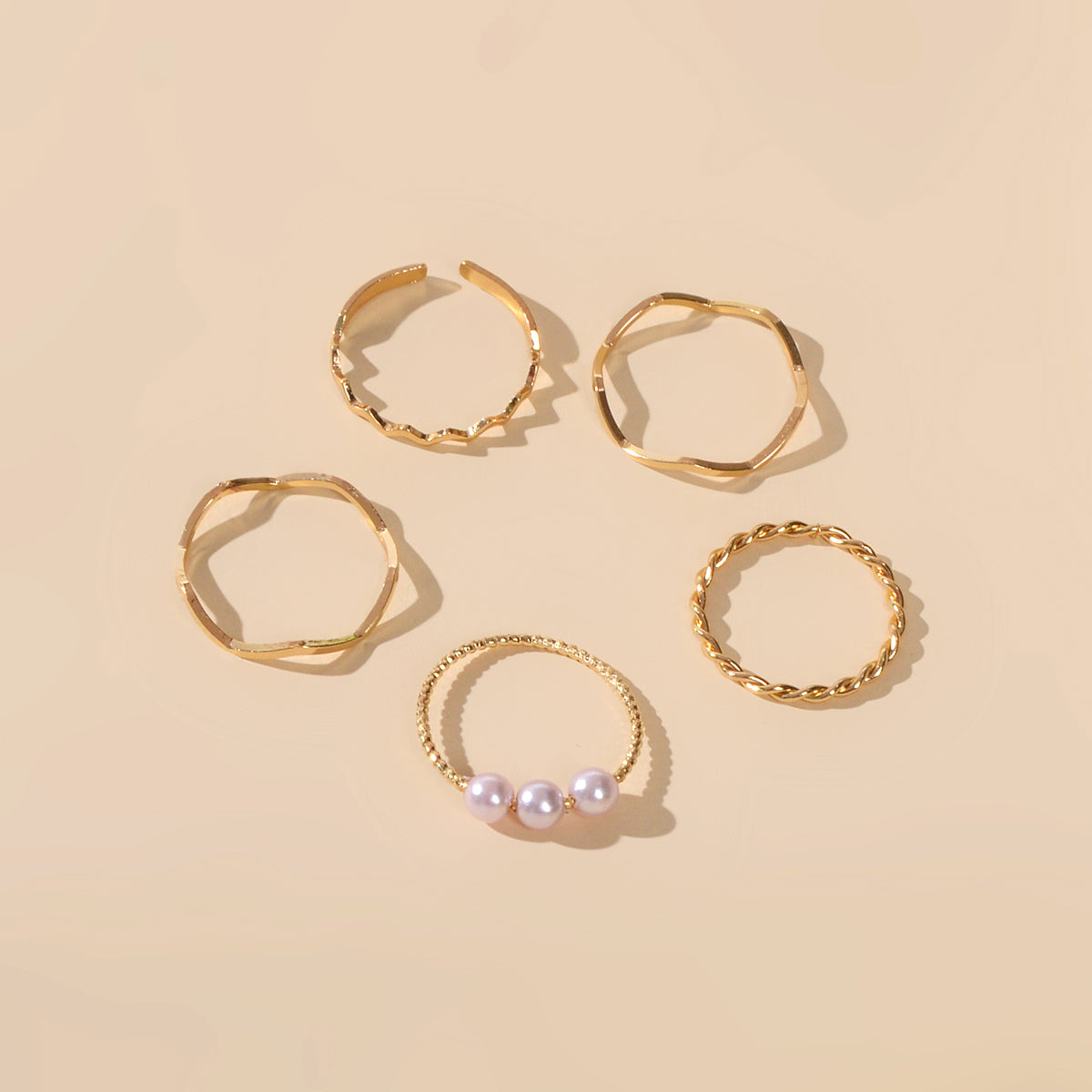 5 pcs Fashion Jewellery Pearl Decor Minimalist Finger Midi Finger Knuckle Rings
