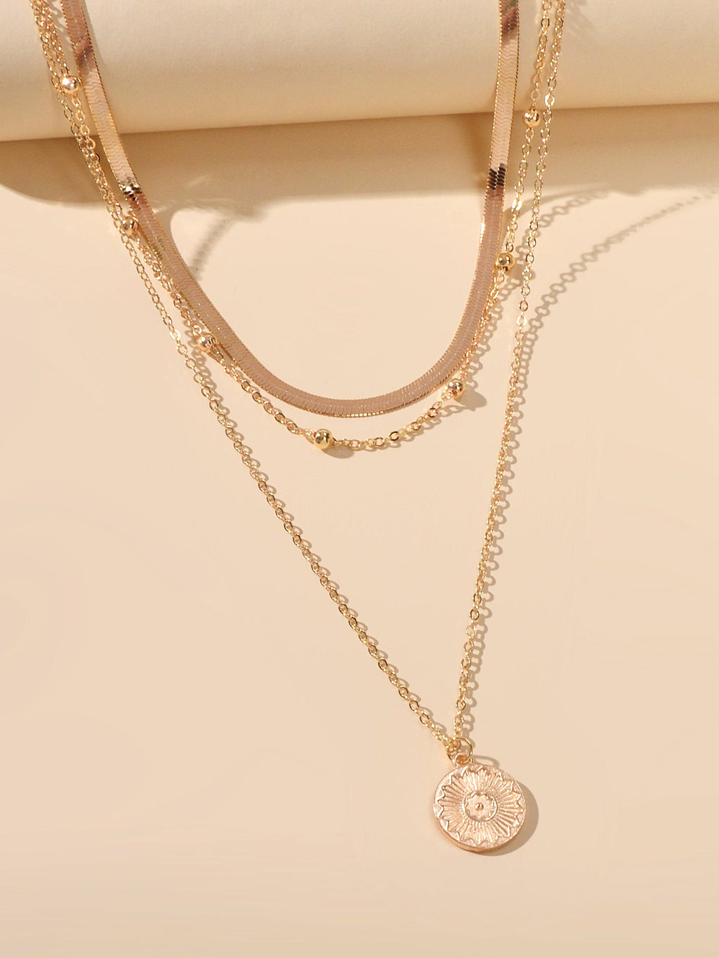 Boho Chic Jewelry Gold Silver Metal Multi-layer Chain Coin Disc Pendant Necklace