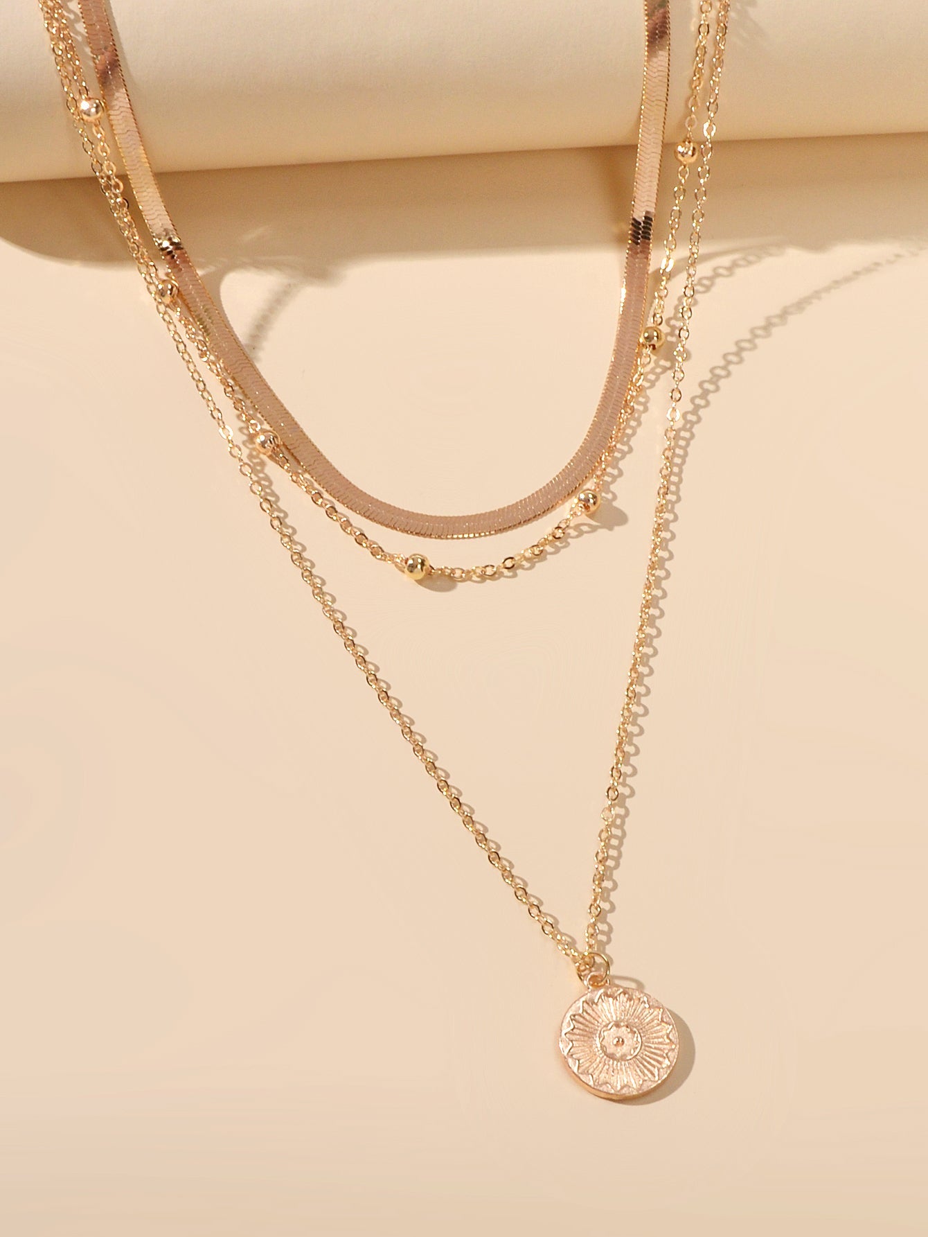 Boho Chic Jewelry Gold Silver Metal Multi-layer Chain Coin Disc Pendant Necklace