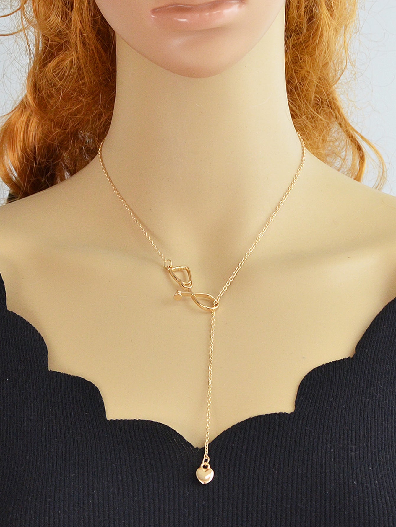 Minimalist Jewelry Trendy Gold Silver Stethoscope Heart Pendant Y shape Necklace-5
