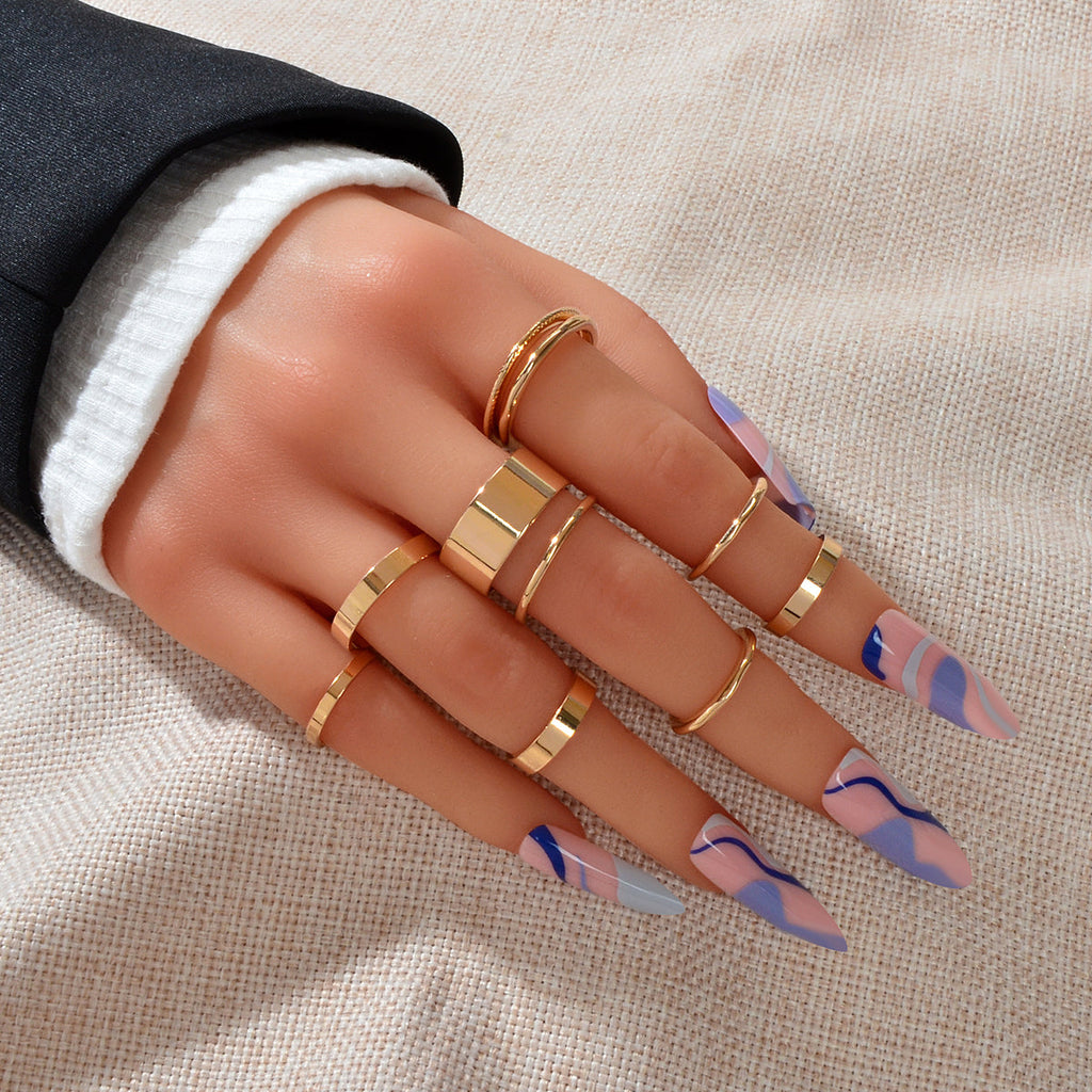 10 pcs Aesthetic Gold Circle Joint Finger Knuckle Stacking Midi Rings Size Mixed
