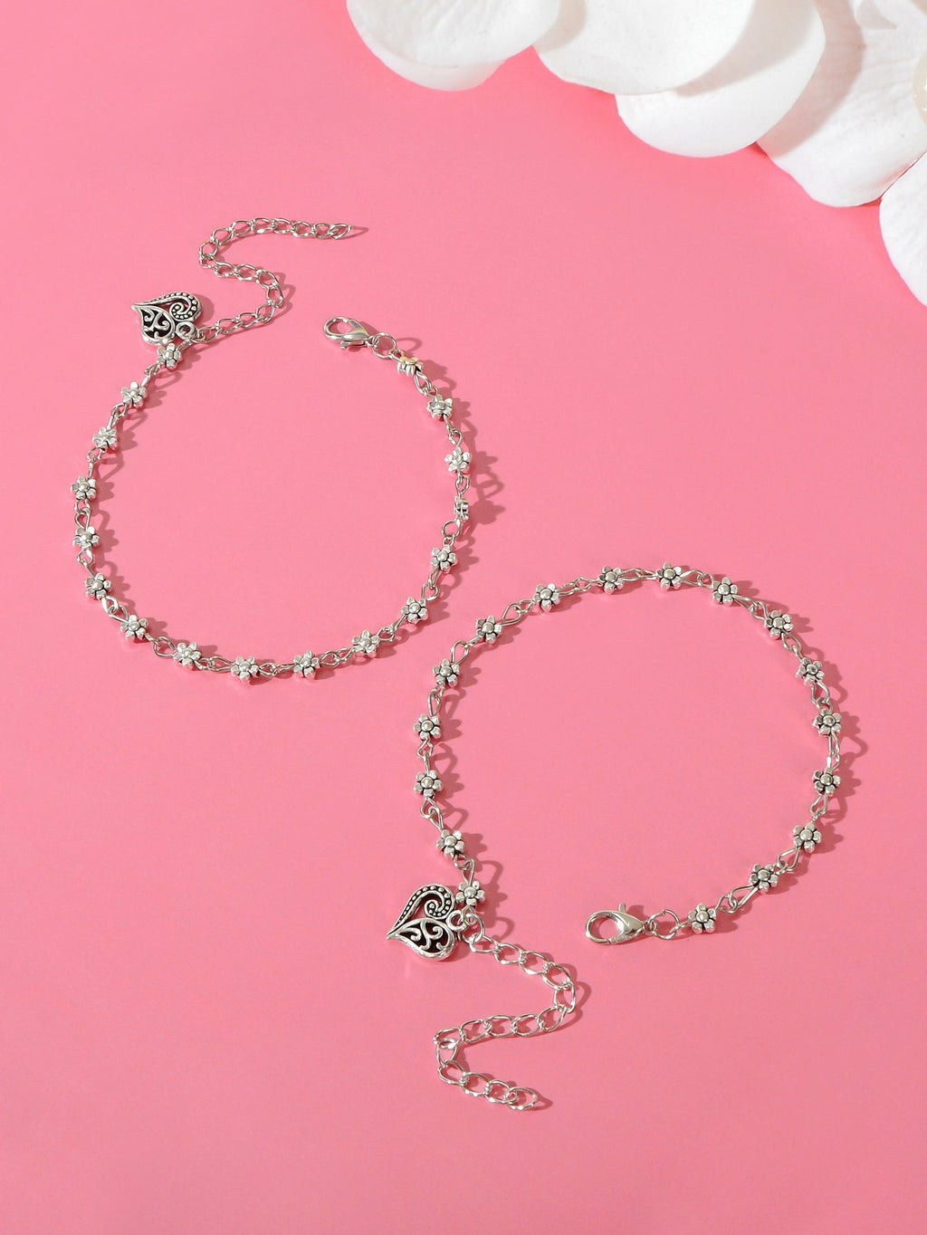 2pcs Valentine's Day Vintage Anklets Matching Couple Best Friend Foot Jewellery