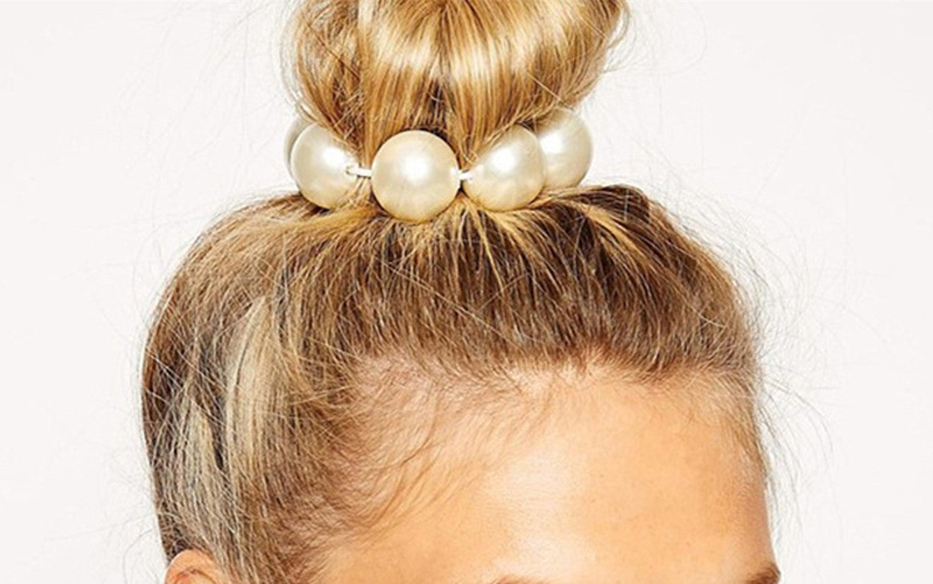 Beads Elastic Hair Band - Gold/white/blue/silver