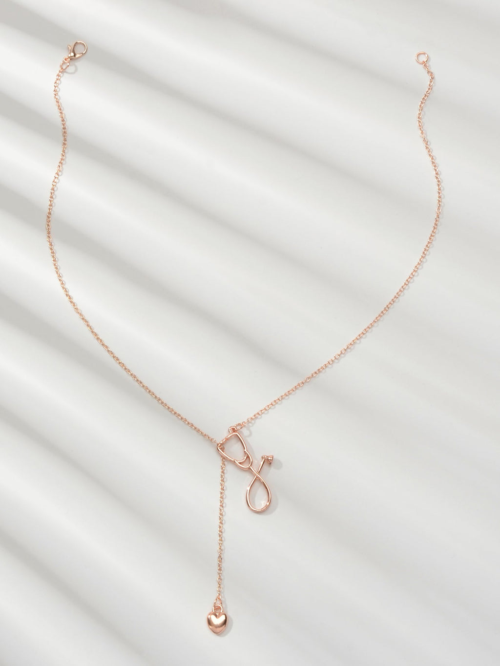 Minimalist Jewelry Trendy Gold Silver Stethoscope Heart Pendant Y shape Necklace-1