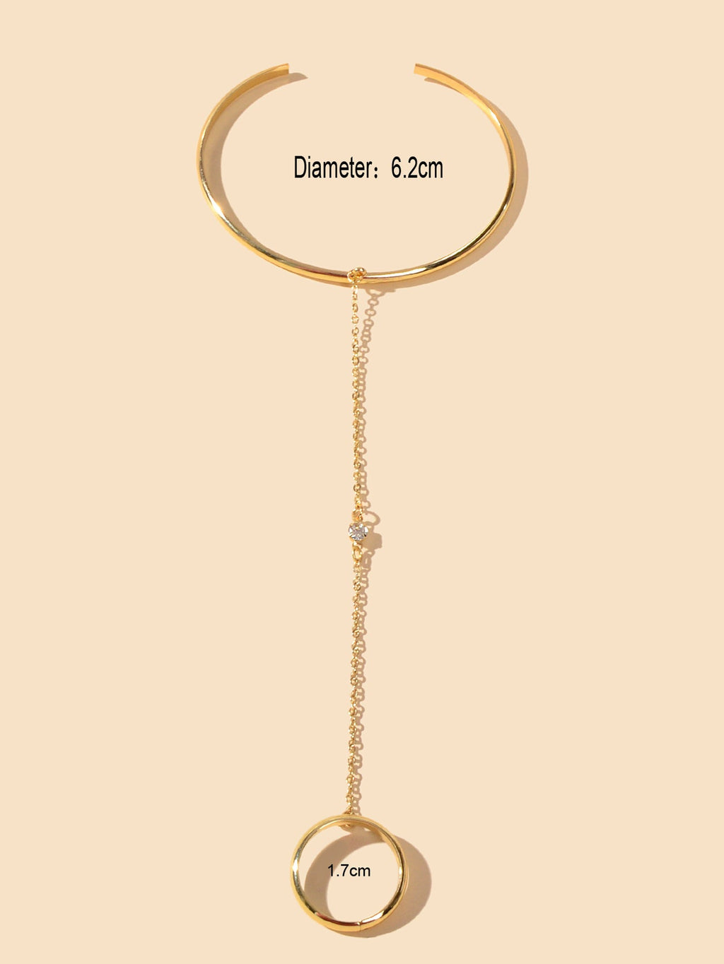 Punk Gold Chain Open Cuff Bangle with Finger Statement Women Slave Bracelets