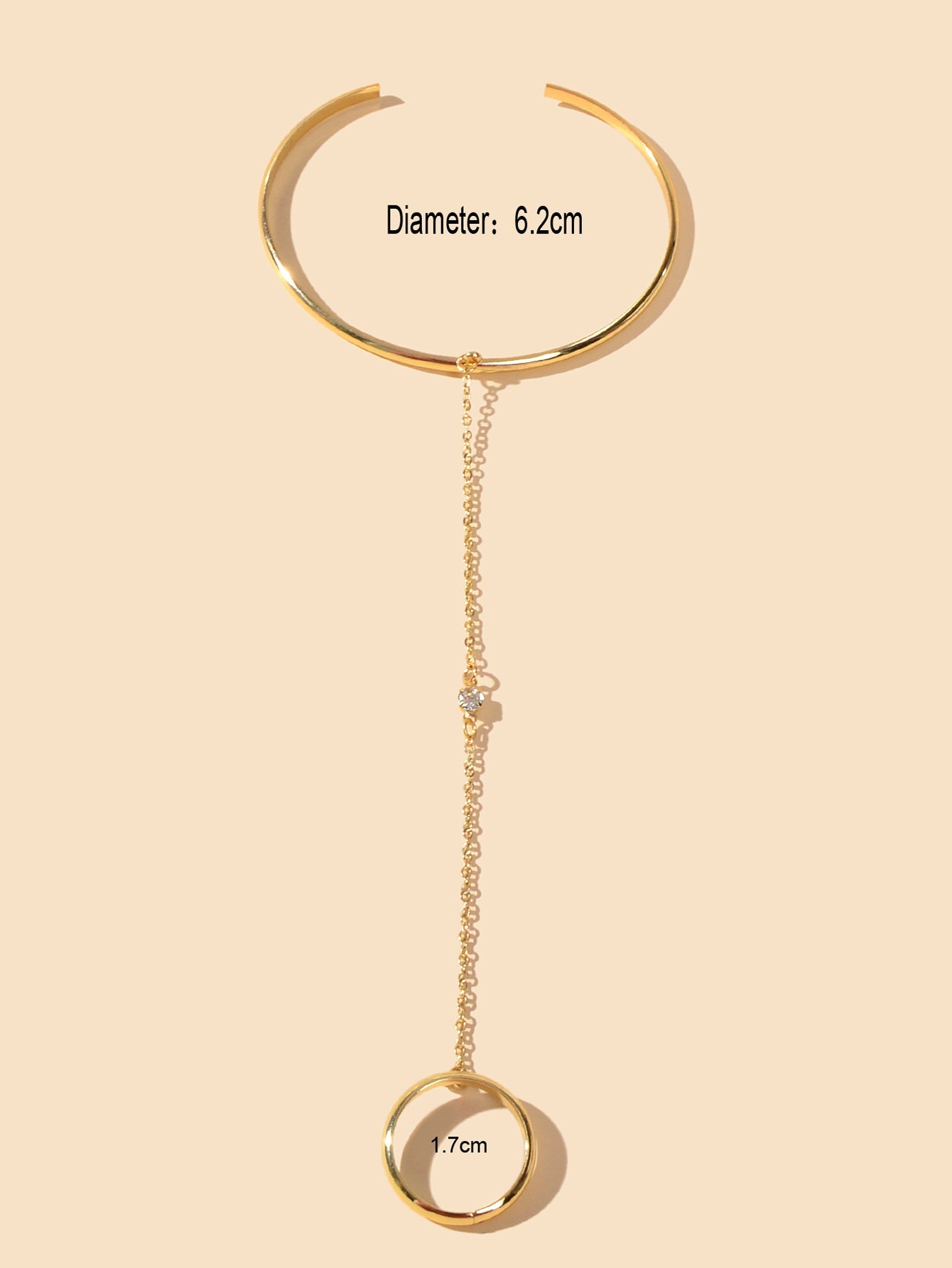 Punk Gold Chain Open Cuff Bangle with Finger Statement Women Slave Bracelets