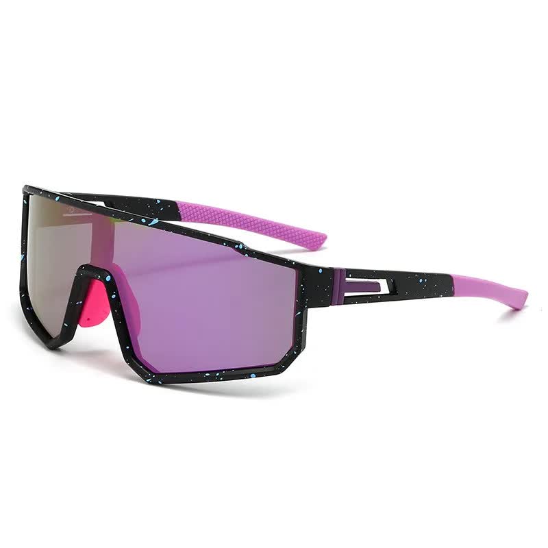 Sporty Polarized Sunglasses - Black & Purple