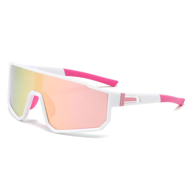 Sporty Polarized Sunglasses - White & Pink
