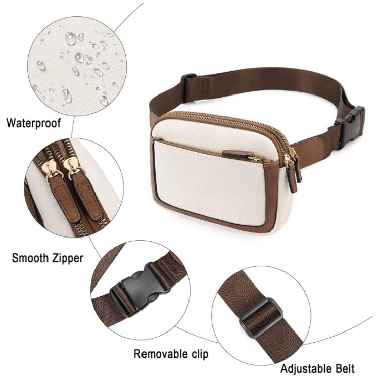 Waterproof Leather Belt Bag - Brown